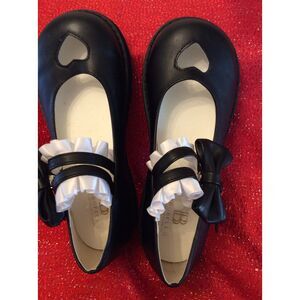 NWOT Berobello Maryjane Bow Lolita Hallow Heart Maid Shoes UK 39 US 8.5 Black